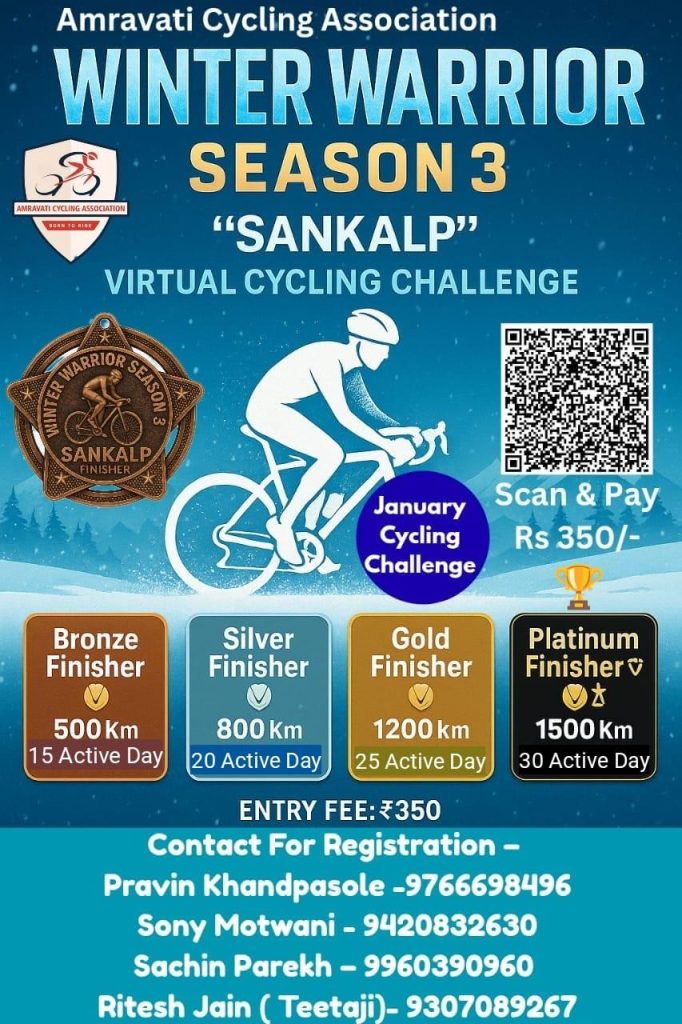  January Virtual Cycling Challenge 🚵‍♂️ Winter Warrior Season 3 “Sankalp”: The Ultimate Cycling Challenge 